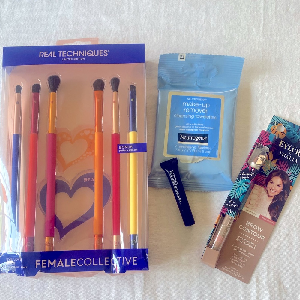 NEW EYES Bundle: MAC False Lashes Mascara + Neutrogena Wipes + 6 Eye Brushes etc